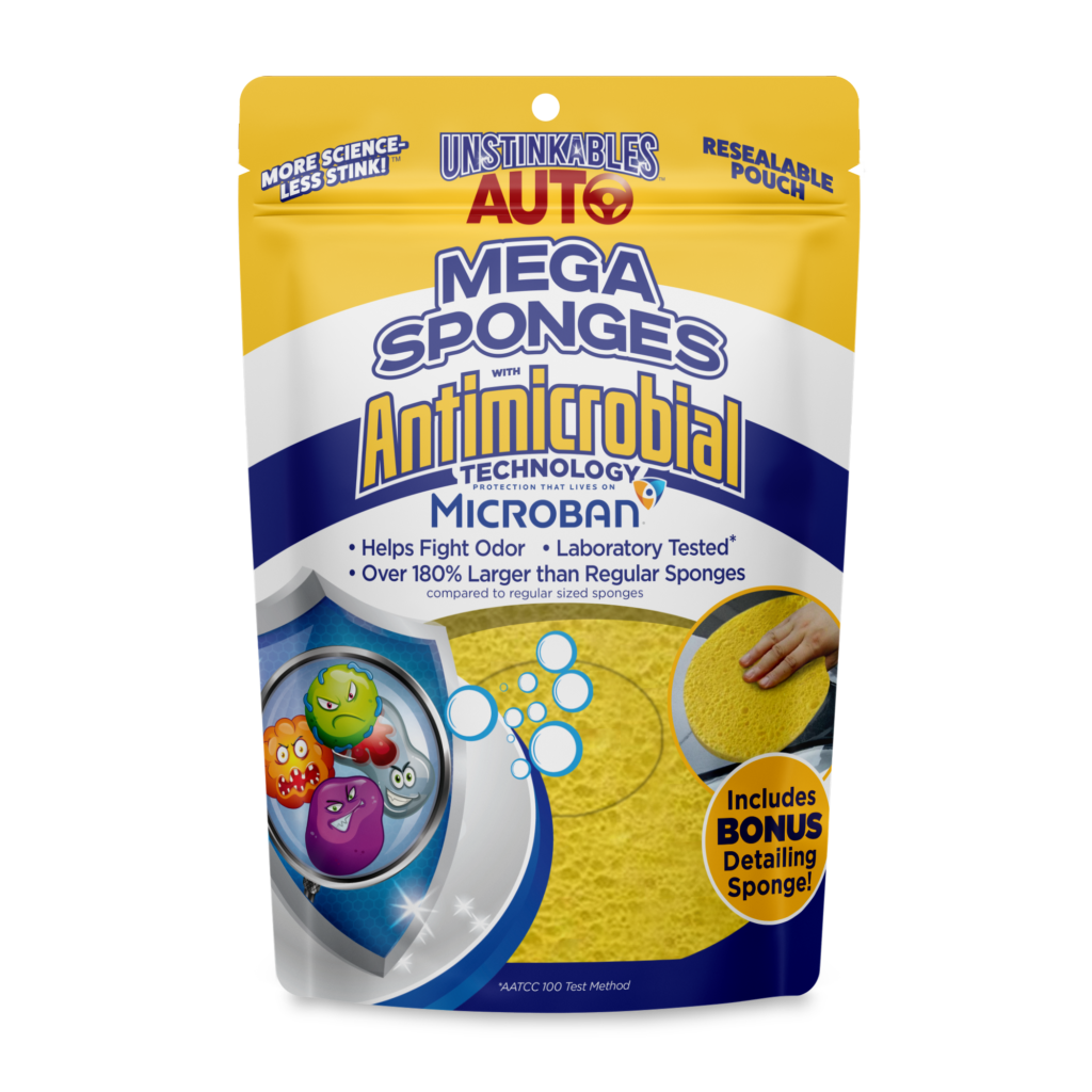 Unstinkables product Mega Sponges auto cleaning products with microban