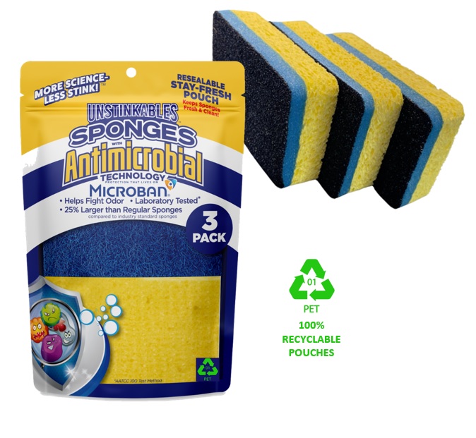 unstinkables antimicrobial 3 pack sponges