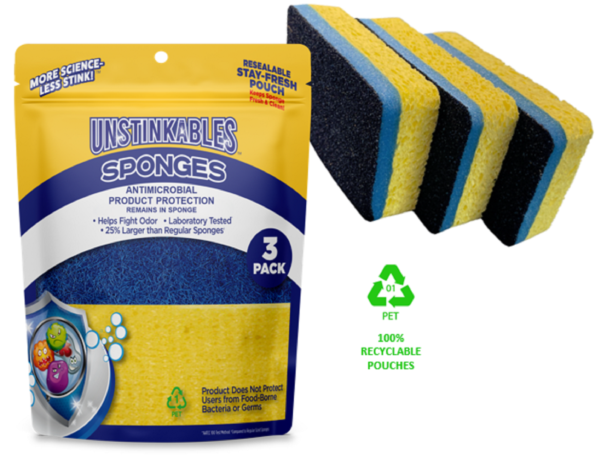 UNSTINKABLES CELL SPONGES 3 PACK